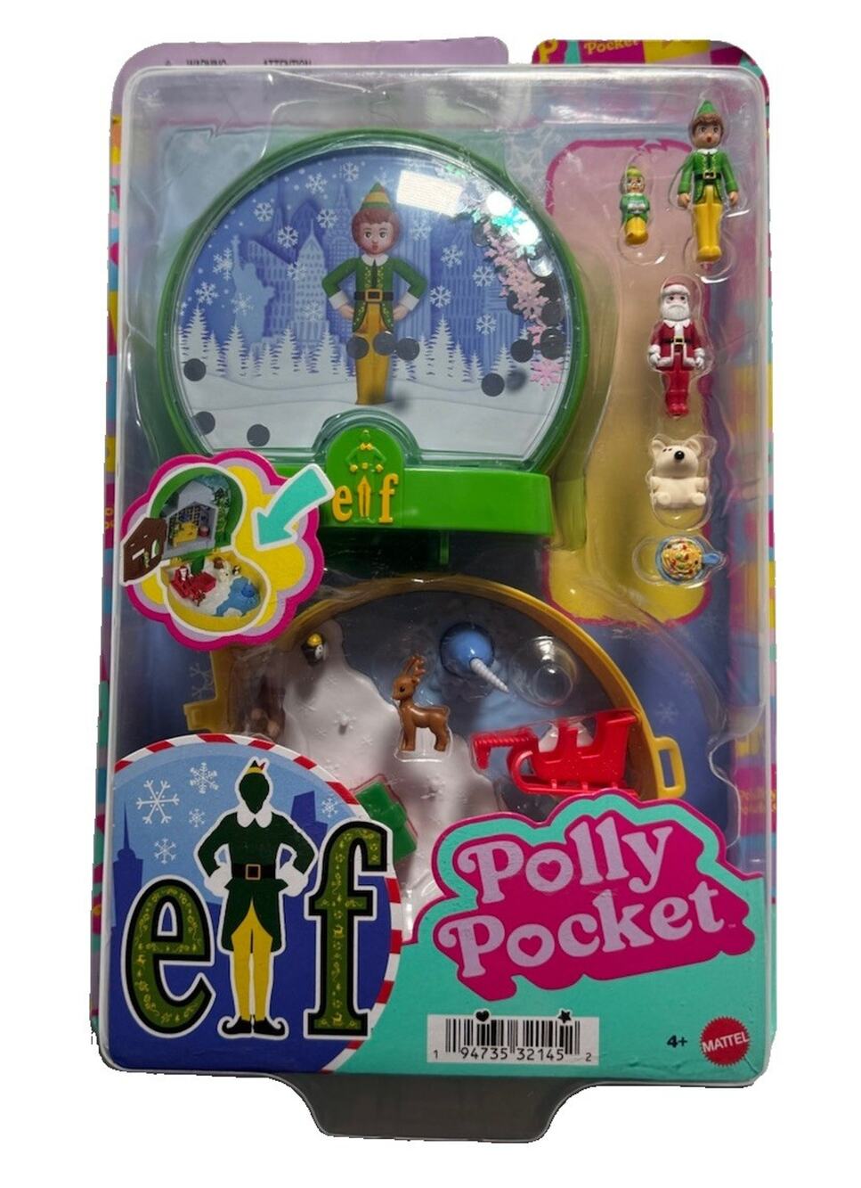 Polly Pocket ELF Holiday Compact Playset Mattel Christmas Santa New Sealed